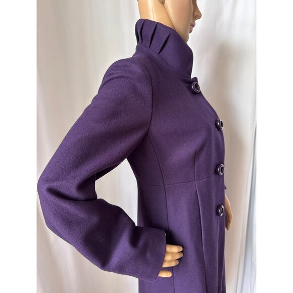 J. Crew Uptown Dress Purple coat pleated stand collar preppy size 2 - Picture 7 of 16